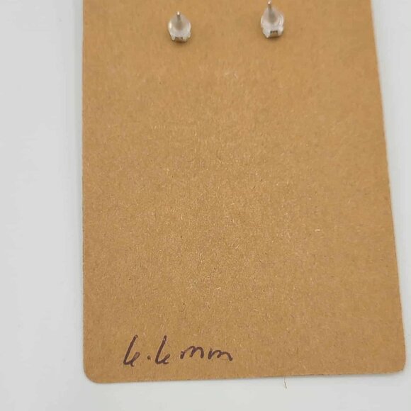 White 6.6mm Freshwater Pearl Stud Earrings Sterling Posts - Picture 4 of 5
